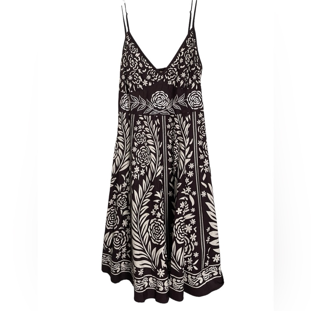 Magic Floral Embroidered Sun Dress Adjustable Spaghetti Straps Sz L